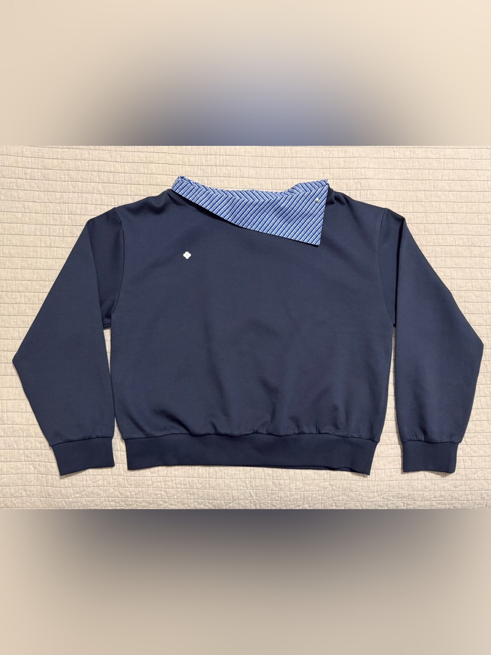 Somesowe Detachable Lapel Off-Shoulder Sweatshirt in Navy Size Medium